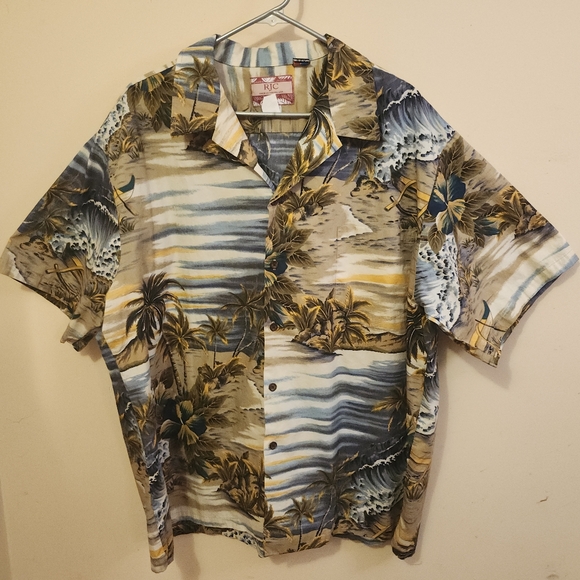 RJC VINTAGE HAWAIIAN ISLAND/POLYNESIAN BEACH COTTON BUTTON S/S MENS SIZE 3XL - Picture 1 of 12